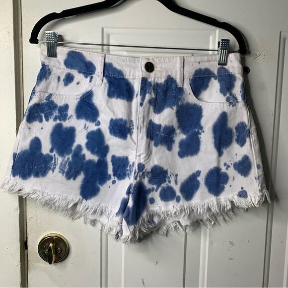Show me your Mumu high waisted blue tie dye indigo shorts size 28 - Picture 2 of 7